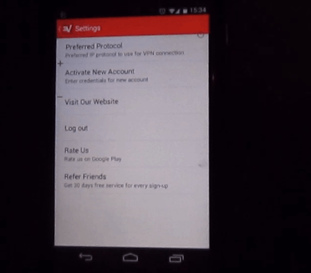 menu expressvpn , client vpn per android