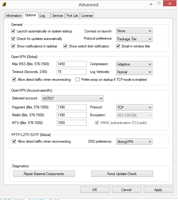 strongVPN video settings