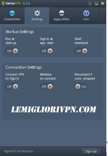 cactusvpn settings