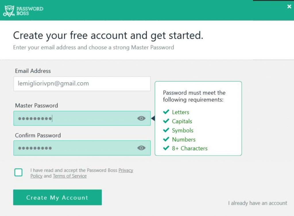 gestione password password boss