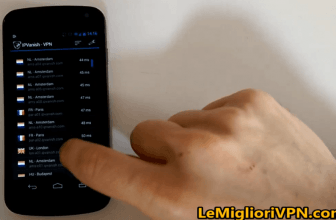 IPVanish Android VPN client in test su un mobile con Android 4+
